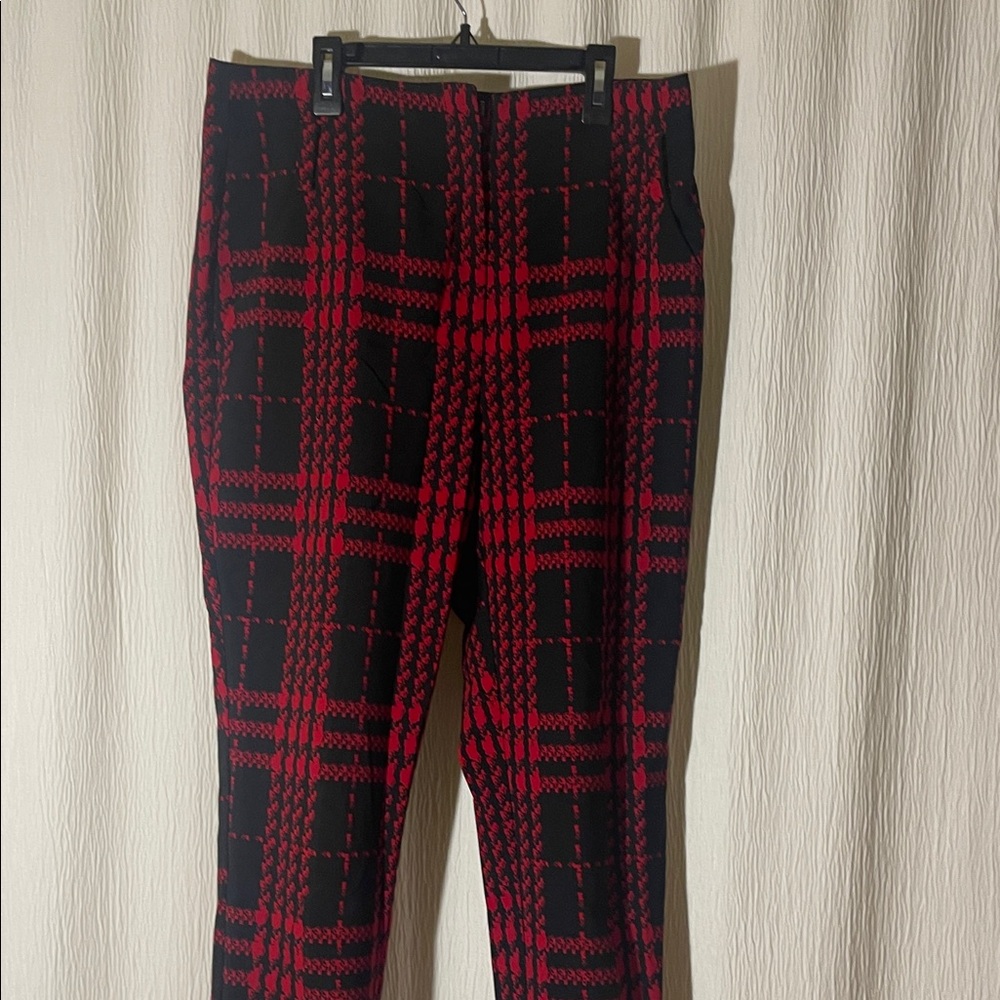 Men's Red and Black Plaid Dress Pants